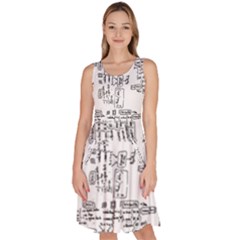 Blackboard Algorithms Black And White Pattern Knee Length Skater Dress With Pockets by dflcprintsclothing