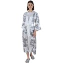 Blackboard Algorithms Black and White Pattern Maxi Satin Kimono View1