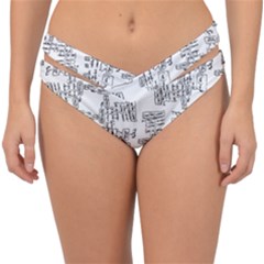 Blackboard Algorithms Black And White Pattern Double Strap Halter Bikini Bottoms by dflcprintsclothing