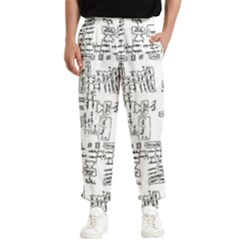 Blackboard Algorithms Black And White Pattern Men s Elastic Waist Pants by dflcprintsclothing