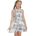 Blackboard Algorithms Black and White Pattern Kids  Halter Collar Waist Tie Chiffon Dress View1