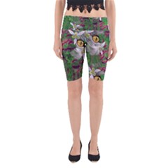 Illustrations Color Cat Flower Abstract Textures Yoga Cropped Leggings by anzea