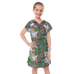 Illustrations Color Cat Flower Abstract Textures Kids  Drop Waist Dress by anzea