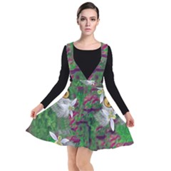 Illustrations Color Cat Flower Abstract Textures Plunge Pinafore Dress