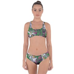 Illustrations Color Cat Flower Abstract Textures Criss Cross Bikini Set