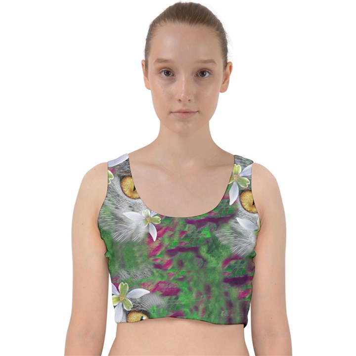 Illustrations Color Cat Flower Abstract Textures Velvet Racer Back Crop Top