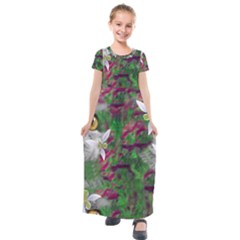 Illustrations Color Cat Flower Abstract Textures Kids  Short Sleeve Maxi Dress by anzea