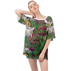 Illustrations Color Cat Flower Abstract Textures Oversized Chiffon Top