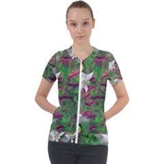 Illustrations Color Cat Flower Abstract Textures Short Sleeve Zip Up Jacket by anzea