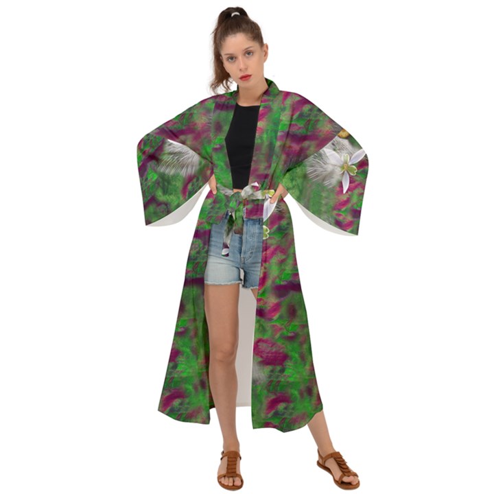 Illustrations Color Cat Flower Abstract Textures Maxi Kimono