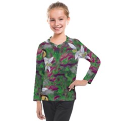 Illustrations Color Cat Flower Abstract Textures Kids  Long Mesh T-shirt