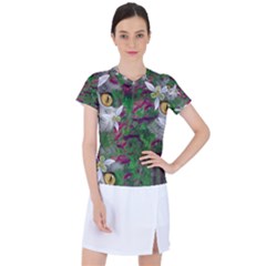 Illustrations Color Cat Flower Abstract Textures Women s Sports Top