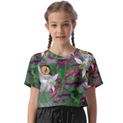 Illustrations Color Cat Flower Abstract Textures Kids  Basic T-shirt