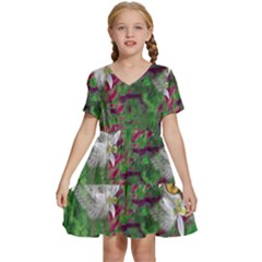 Illustrations Color Cat Flower Abstract Textures Kids  Short Sleeve Tiered Mini Dress by anzea