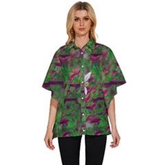 Illustrations Color Cat Flower Abstract Textures Women s Batwing Button Up Shirt