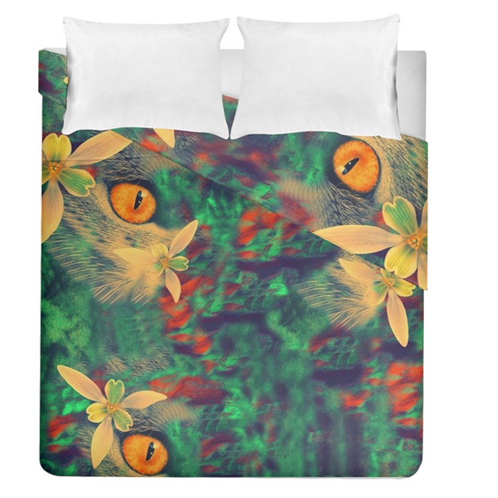 Illustrations Color Cat Flower Abstract Textures Orange Duvet Cover Double Side (Queen Size)