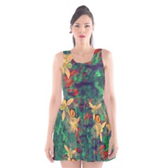 Illustrations Color Cat Flower Abstract Textures Orange Scoop Neck Skater Dress by anzea