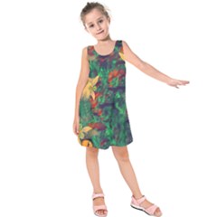 Illustrations Color Cat Flower Abstract Textures Orange Kids  Sleeveless Dress by anzea