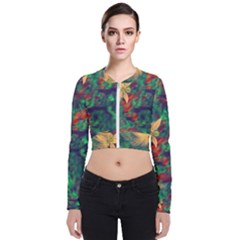 Illustrations Color Cat Flower Abstract Textures Orange Long Sleeve Zip Up Bomber Jacket