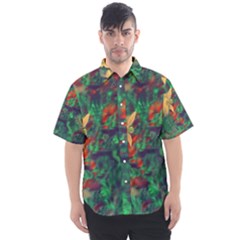 Illustrations Color Cat Flower Abstract Textures Orange Men s Short Sleeve Shirt