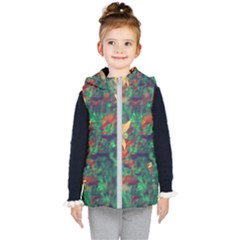 Illustrations Color Cat Flower Abstract Textures Orange Kids  Hooded Puffer Vest