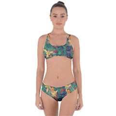 Illustrations Color Cat Flower Abstract Textures Orange Criss Cross Bikini Set