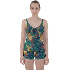 Illustrations Color Cat Flower Abstract Textures Orange Tie Front Two Piece Tankini