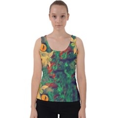 Illustrations Color Cat Flower Abstract Textures Orange Velvet Tank Top by anzea