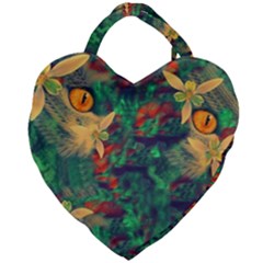 Illustrations Color Cat Flower Abstract Textures Orange Giant Heart Shaped Tote