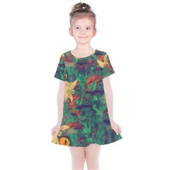 Illustrations Color Cat Flower Abstract Textures Orange Kids  Simple Cotton Dress by anzea