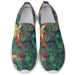 Illustrations Color Cat Flower Abstract Textures Orange Men s Slip On Sneakers