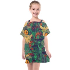 Illustrations Color Cat Flower Abstract Textures Orange Kids  One Piece Chiffon Dress by anzea