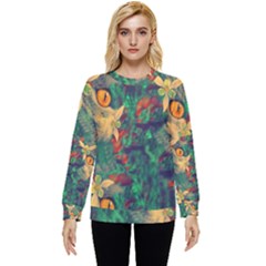 Illustrations Color Cat Flower Abstract Textures Orange Hidden Pocket Sweatshirt