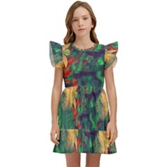 Illustrations Color Cat Flower Abstract Textures Orange Kids  Winged Sleeve Dress by anzea