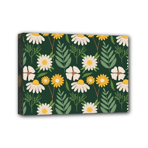 Flower Green Pattern Floral Mini Canvas 7  X 5  (stretched) by anzea