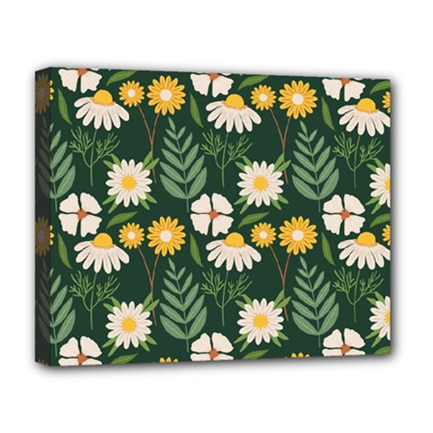 Flower Green Pattern Floral Deluxe Canvas 20  X 16  (stretched) by anzea