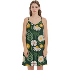 Flower Green Pattern Floral Mini Camis Dress With Pockets by anzea