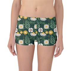 Flower Green Pattern Floral Reversible Boyleg Bikini Bottoms