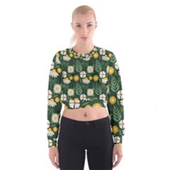 Flower Green Pattern Floral Cropped Sweatshirt