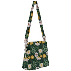 Flower Green Pattern Floral Zipper Messenger Bag