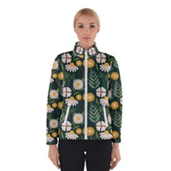 Flower Green Pattern Floral Women s Bomber Jacket by anzea