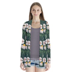 Flower Green Pattern Floral Drape Collar Cardigan