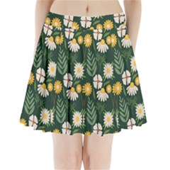 Flower Green Pattern Floral Pleated Mini Skirt