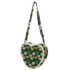 Flower Green Pattern Floral Heart Shoulder Bag