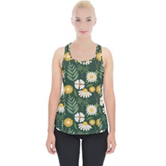 Flower Green Pattern Floral Piece Up Tank Top