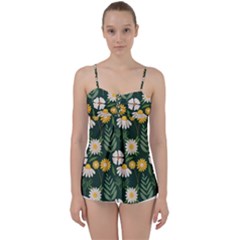 Flower Green Pattern Floral Babydoll Tankini Top by anzea