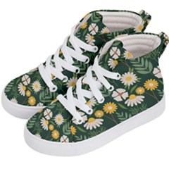 Flower Green Pattern Floral Kids  Hi-top Skate Sneakers