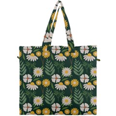 Flower Green Pattern Floral Canvas Travel Bag