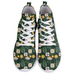 Flower Green Pattern Floral Men s Lightweight High Top Sneakers