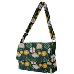 Flower Green Pattern Floral Full Print Messenger Bag (s) by anzea